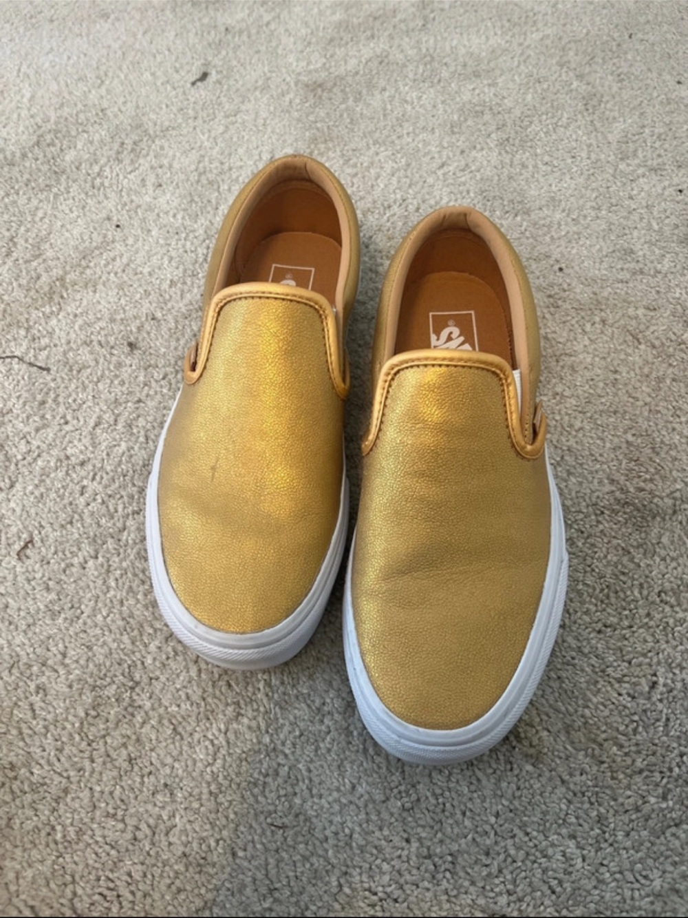 Women’s Metallic Gold Slip-On Sneakers - Casual Comfort